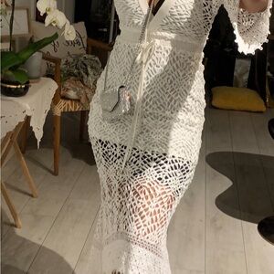 Elegant White Crochet Dress